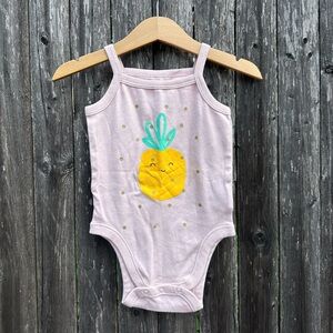 Old Navy Glitter Pineapple Sleeveless Summer Tank Bodysuit in Pink - Size 6-12M